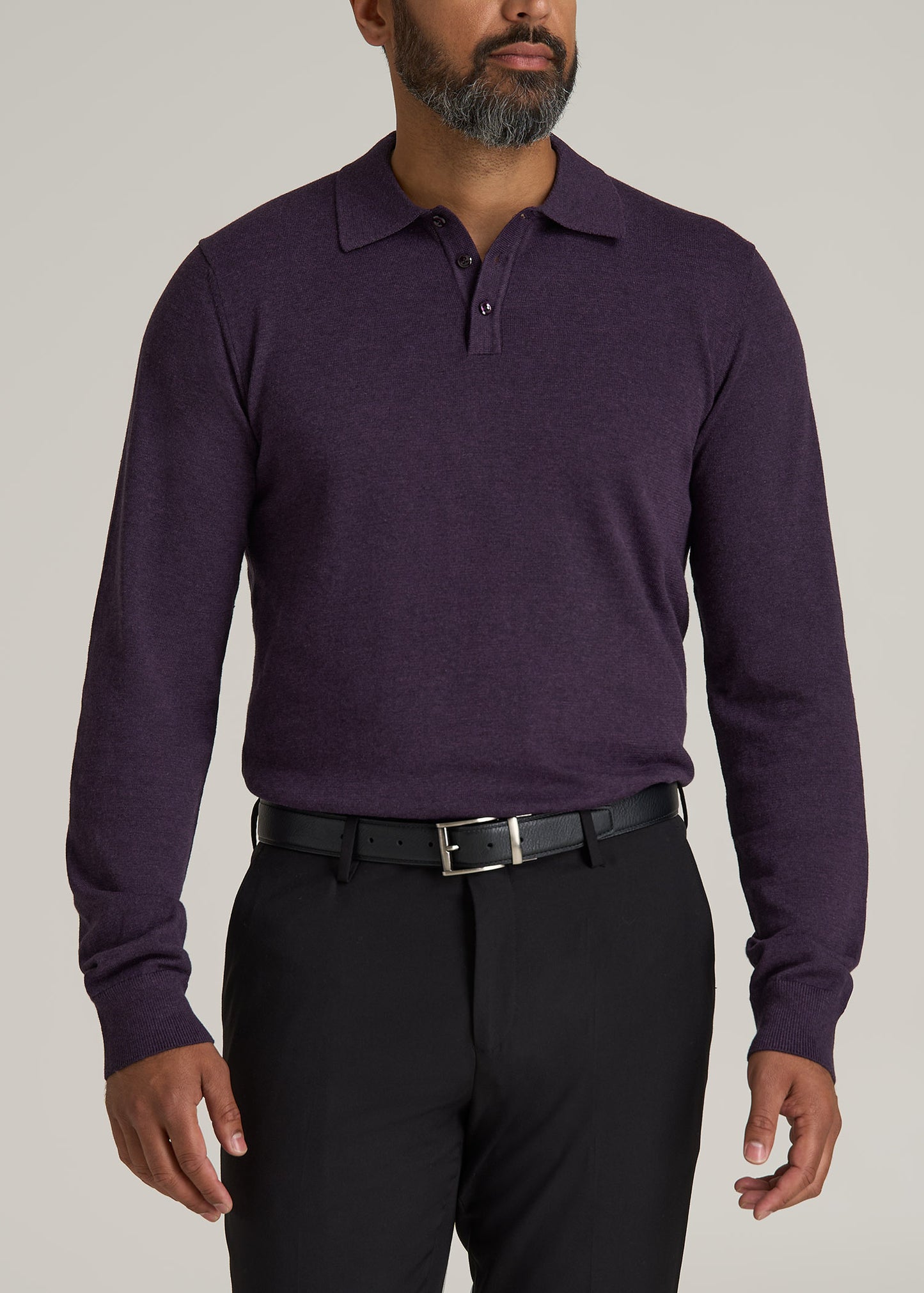 Men’s Tall Polo Sweater in Midnight Plum