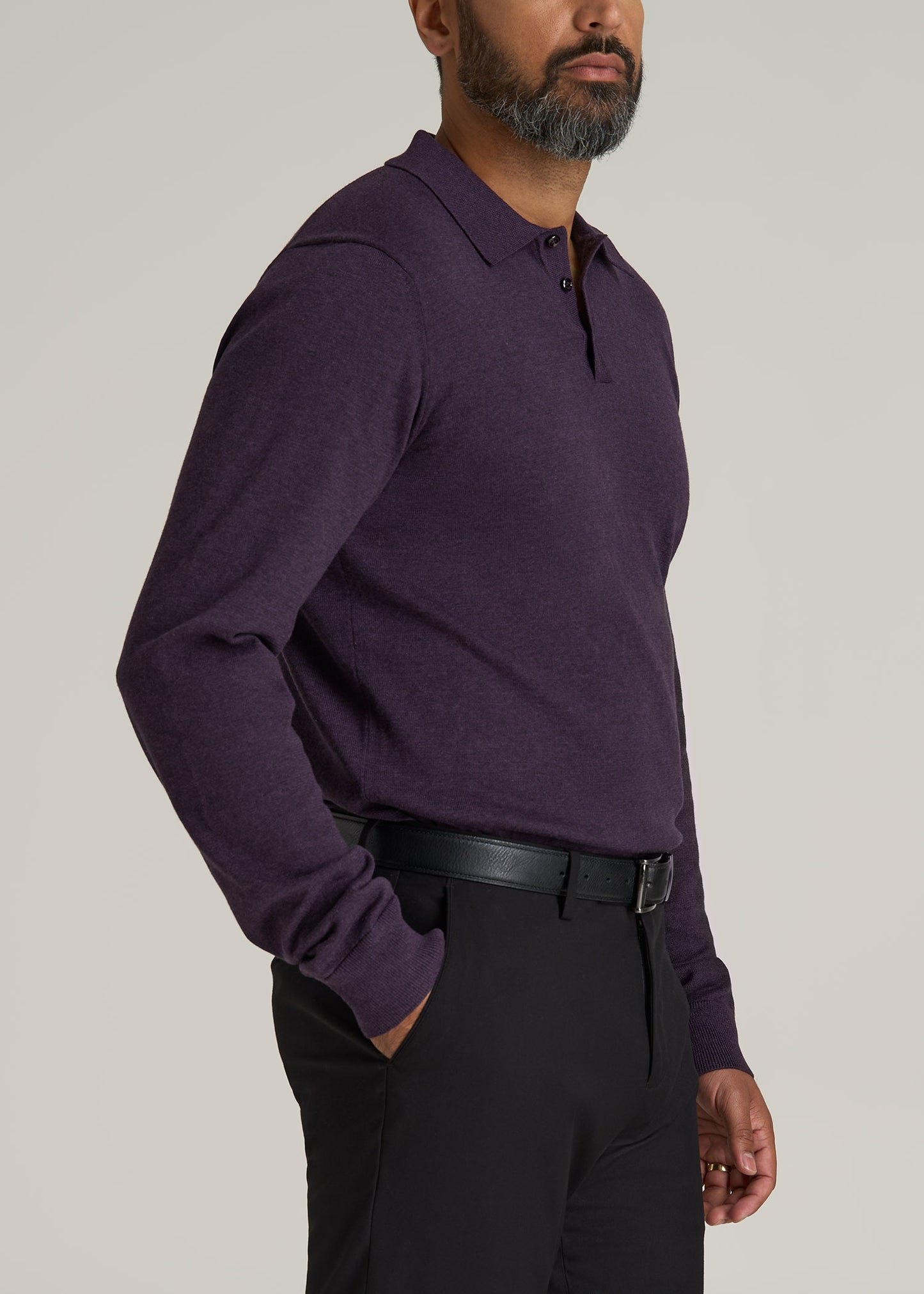 Men’s Tall Polo Sweater in Midnight Plum