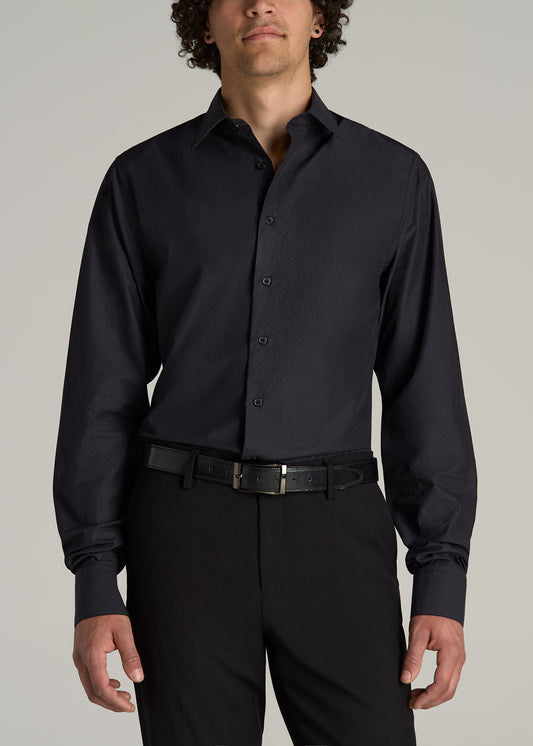 Premium Dress Shirt for Tall Men in Black Diamond
