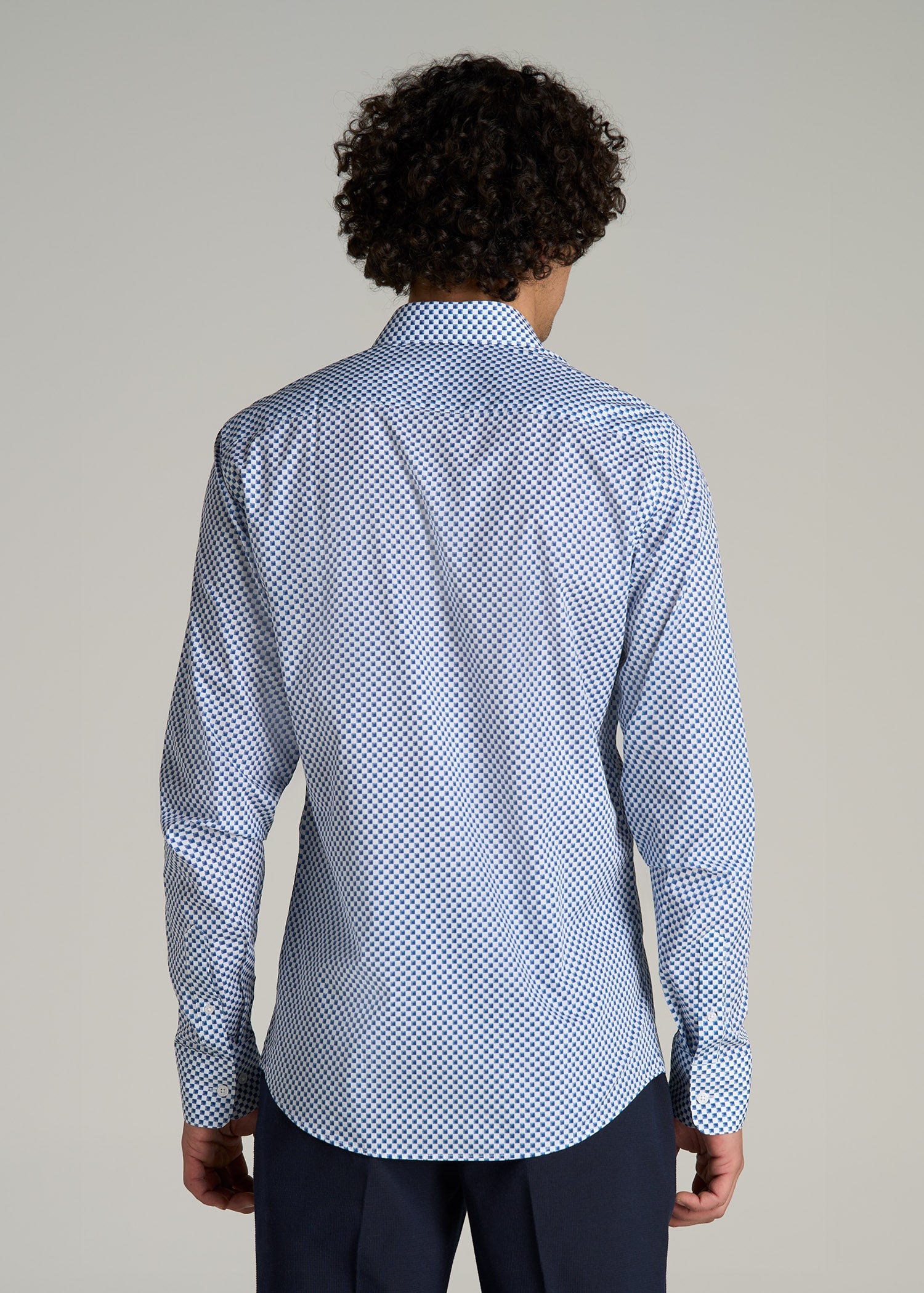 Premium Dress Shirt for Tall Men in Blues Check