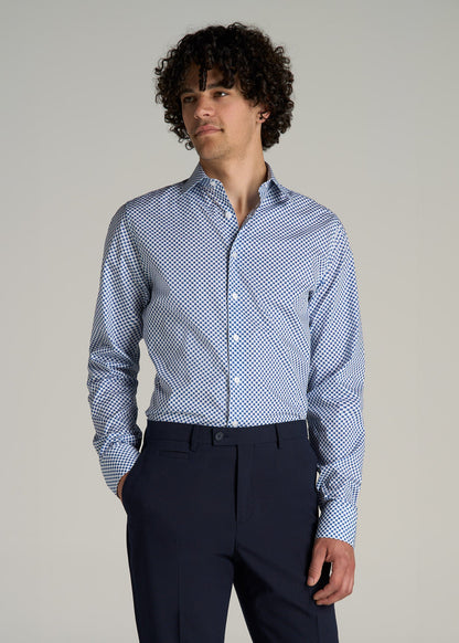 Premium Dress Shirt for Tall Men in Blues Check