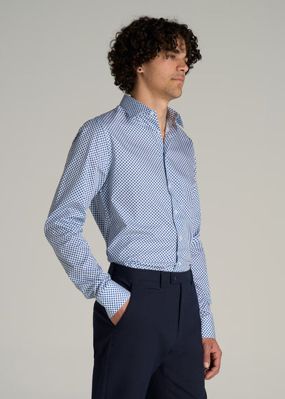 Premium Dress Shirt for Tall Men in Blues Check