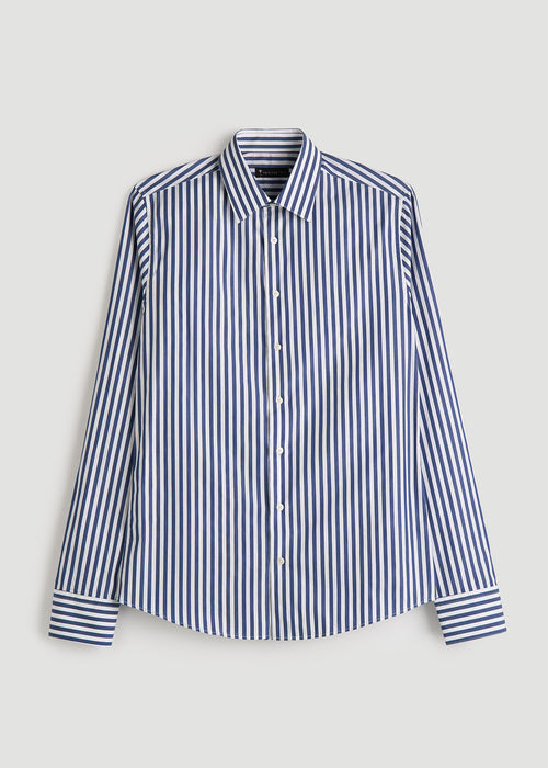 Premium Dress Shirt for Tall Men in Bold Blue Stripe