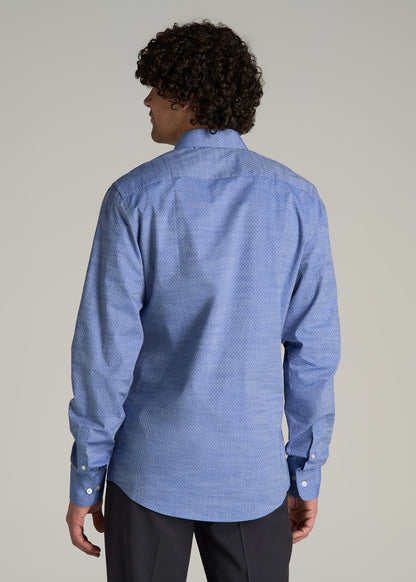 Premium Dress Shirt for Tall Men in Medium Blue Diagonal