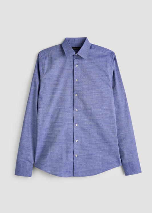 Premium Dress Shirt for Tall Men in Medium Blue Diagonal