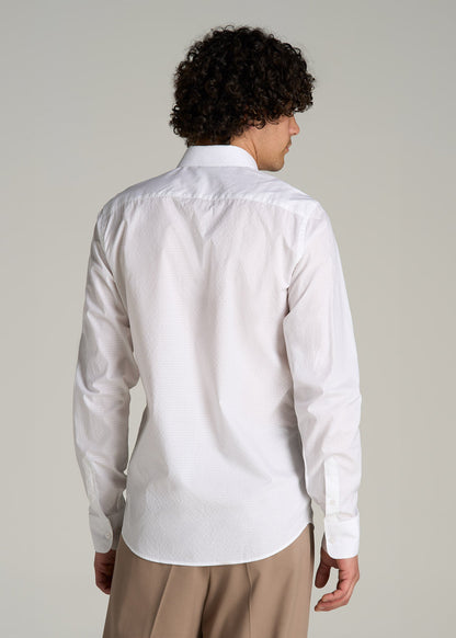 Premium Dress Shirt for Tall Men in White Dobby