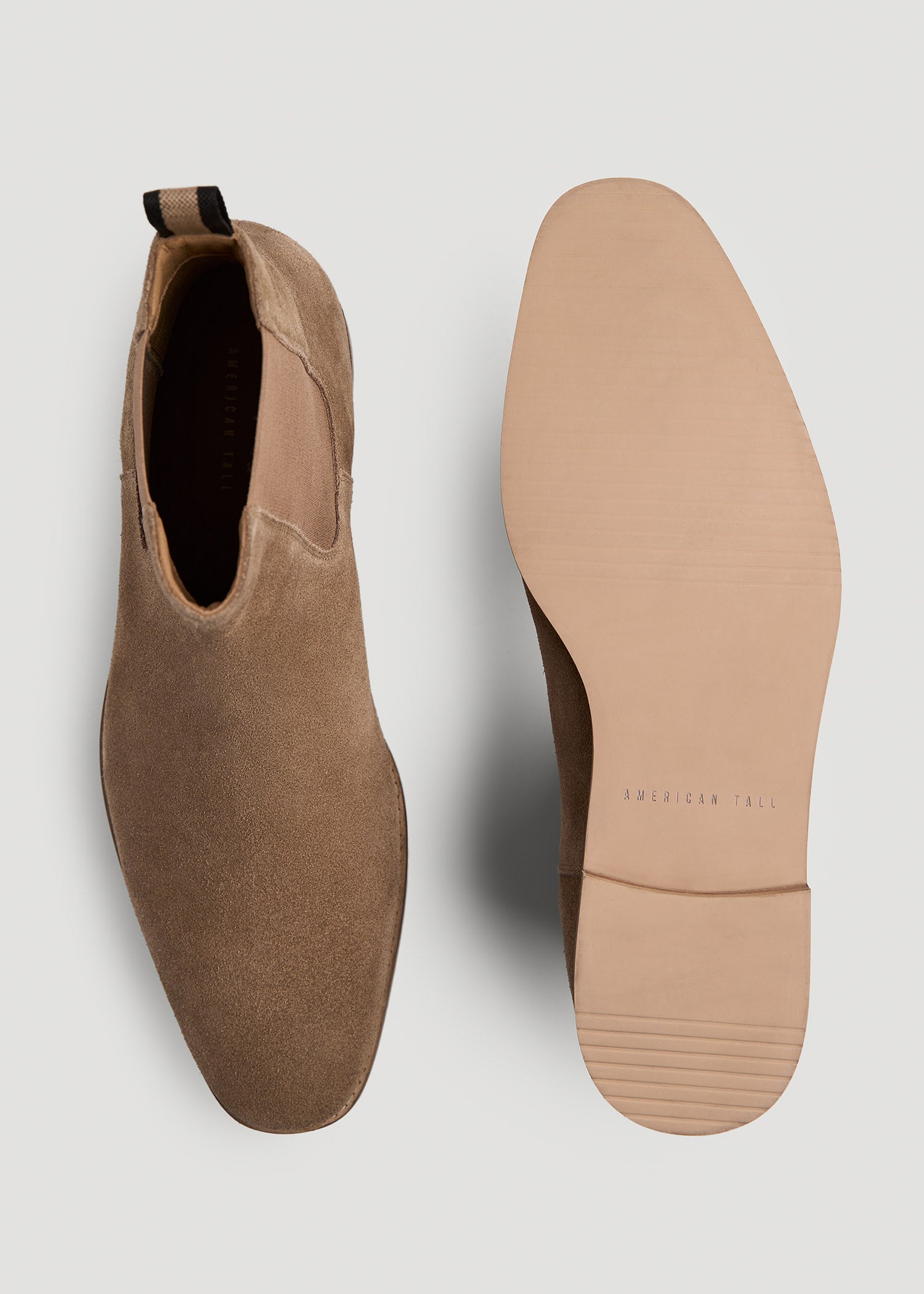 Suede Pull-On Boots for Tall Men in Beige