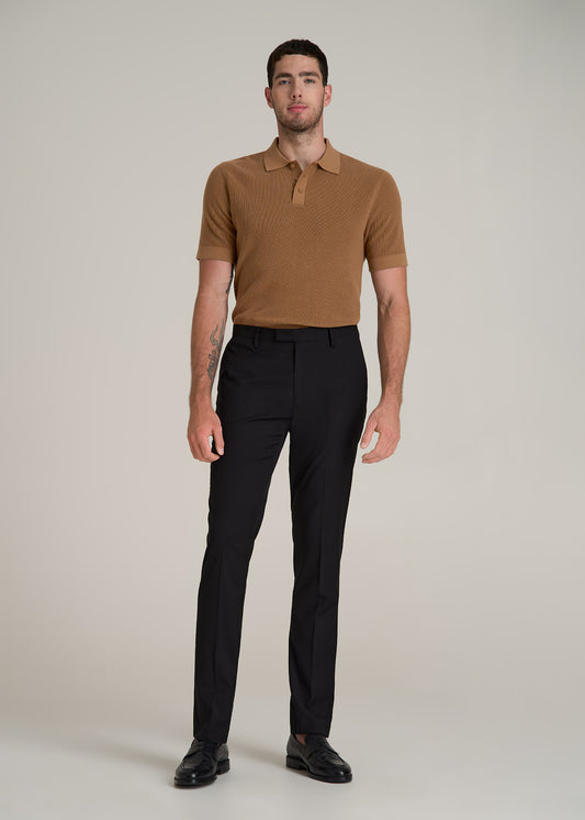 Purl Knit Tall Men's Polo Sweater in Camel