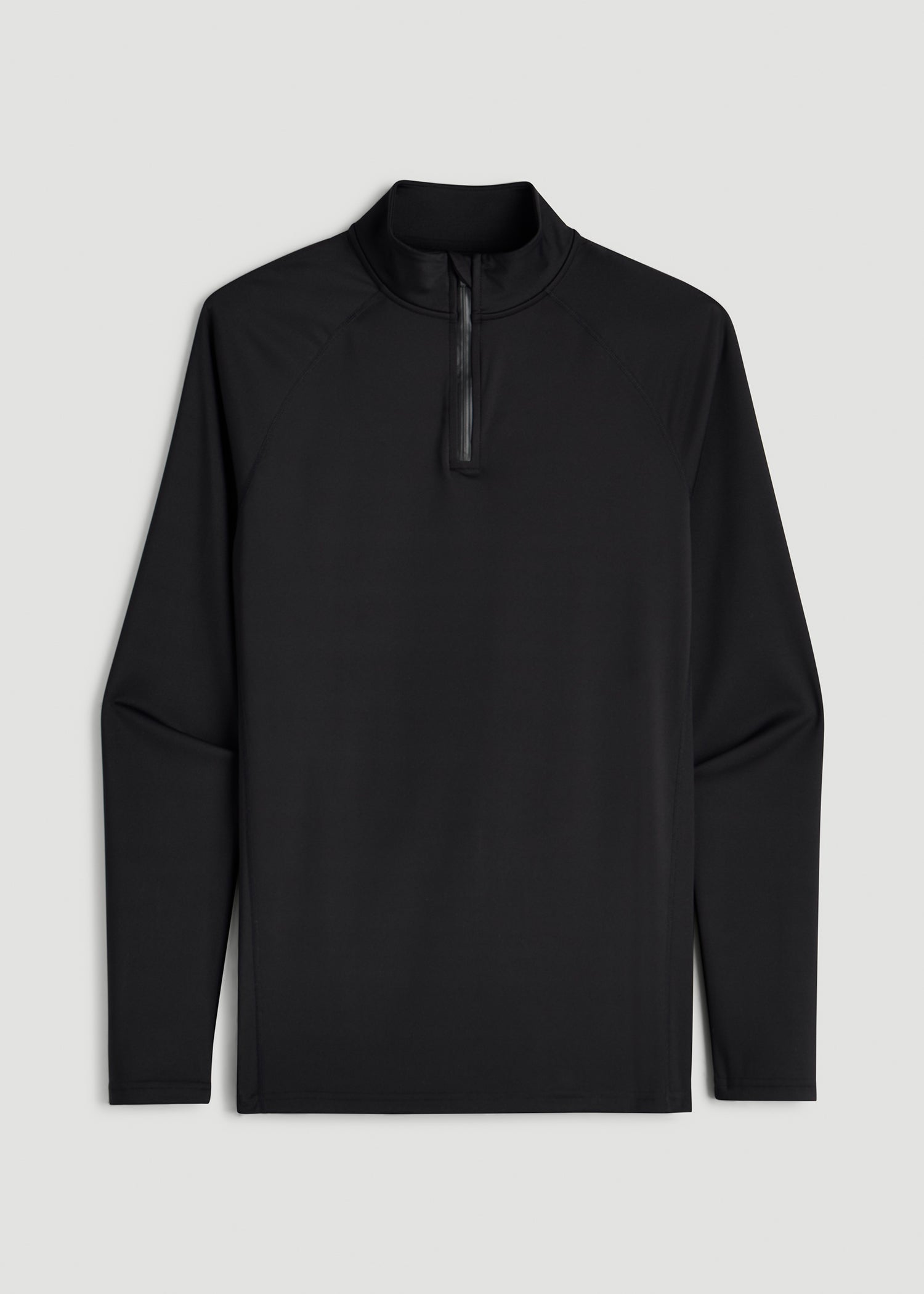 Quarter Zip Long Sleeves Rashguard for Tall Men in Deep Black