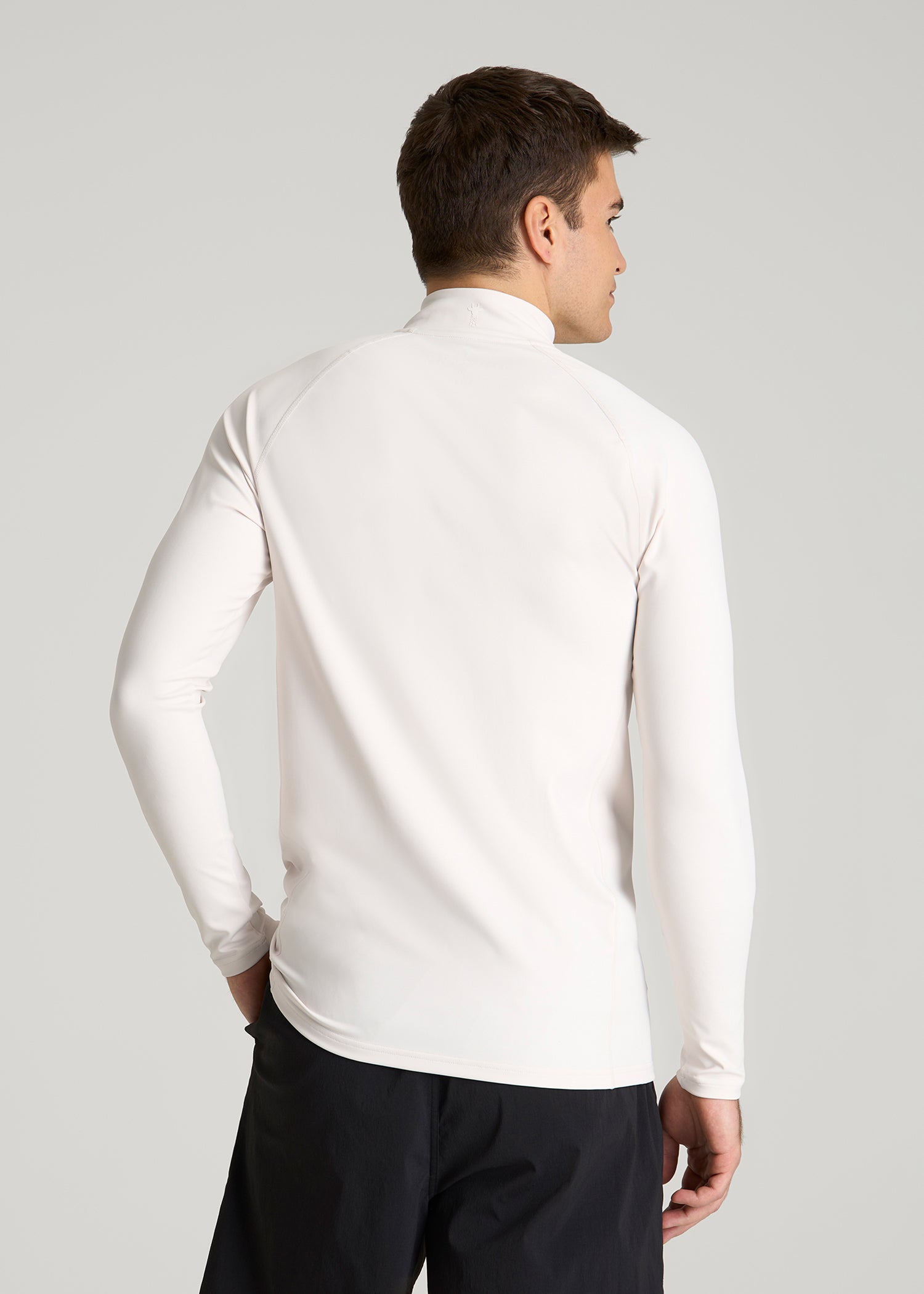 Quarter Zip Long Sleeves Rashguard for Tall Men in White Sand