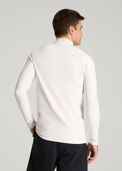 Quarter Zip Long Sleeves Rashguard for Tall Men in White Sand