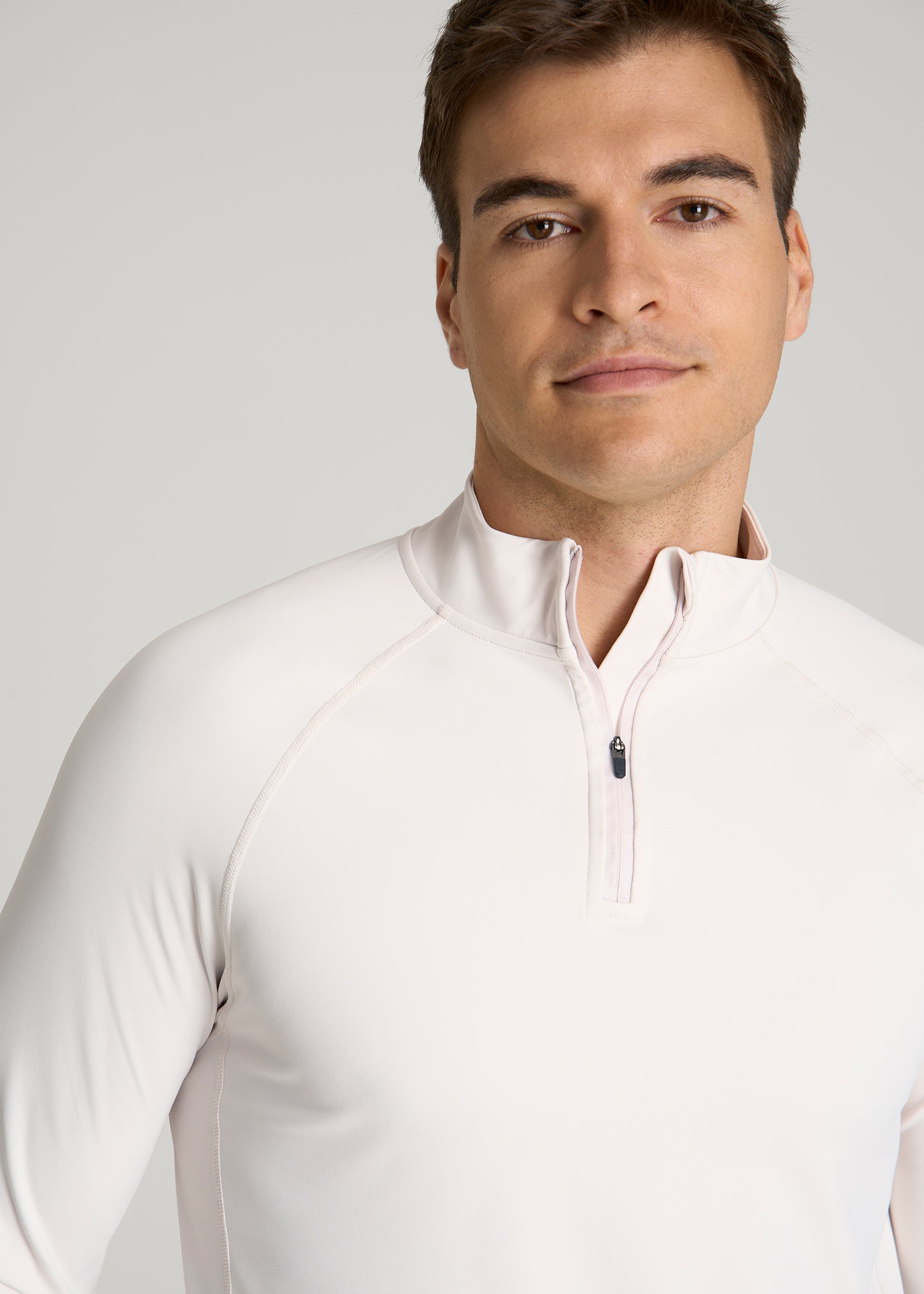 Quarter Zip Long Sleeves Rashguard for Tall Men in White Sand