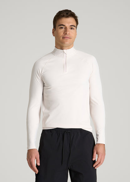 Quarter Zip Long Sleeves Rashguard for Tall Men in White Sand