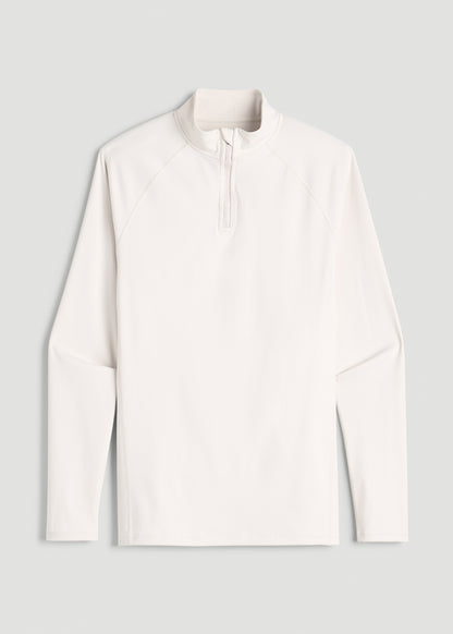 Quarter Zip Long Sleeves Rashguard for Tall Men in White Sand