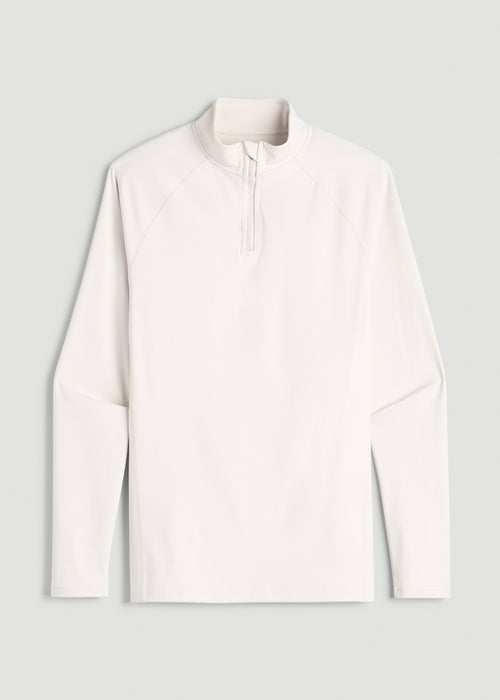 Quarter Zip Long Sleeves Rashguard for Tall Men in White Sand