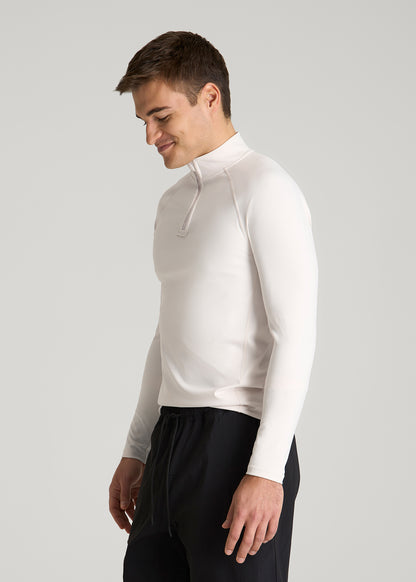 Quarter Zip Long Sleeves Rashguard for Tall Men in White Sand
