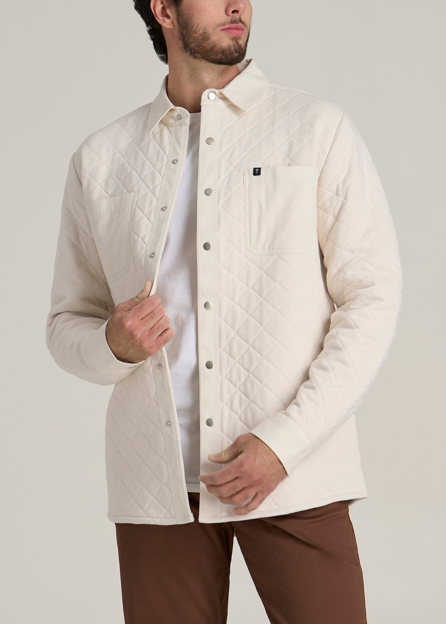 Quilted Shacket for Tall Men in Natural