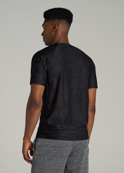 Jacquard Training T-Shirt for Tall Men in Black