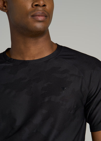 Jacquard Training T-Shirt for Tall Men in Black