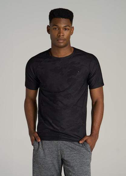 Jacquard Training T-Shirt for Tall Men in Black