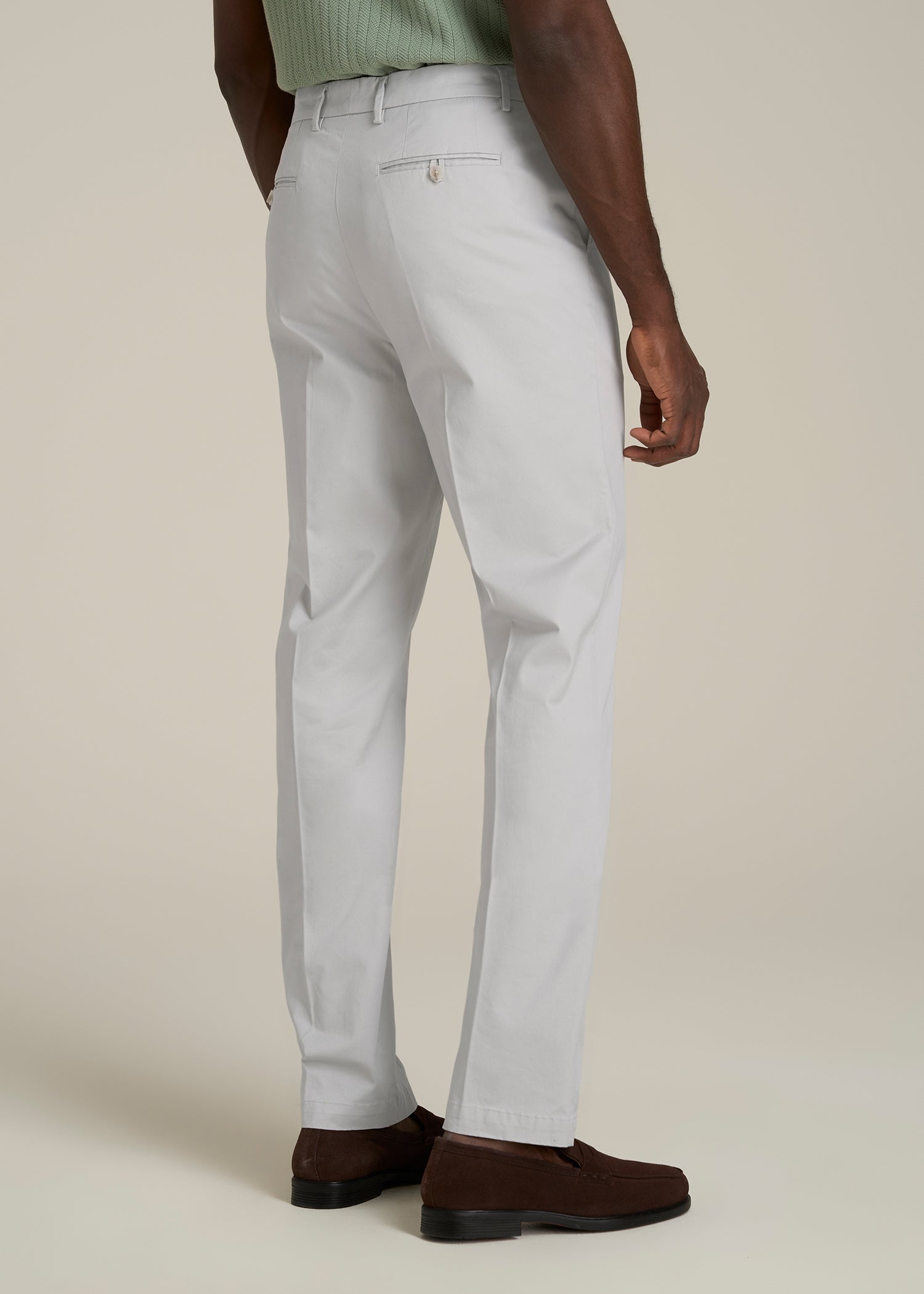Refined Chinos for Tall Men in Grey Sand