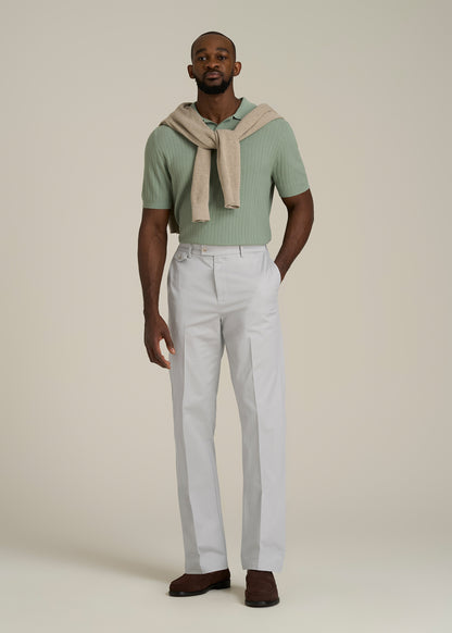 Refined Chinos for Tall Men in Grey Sand