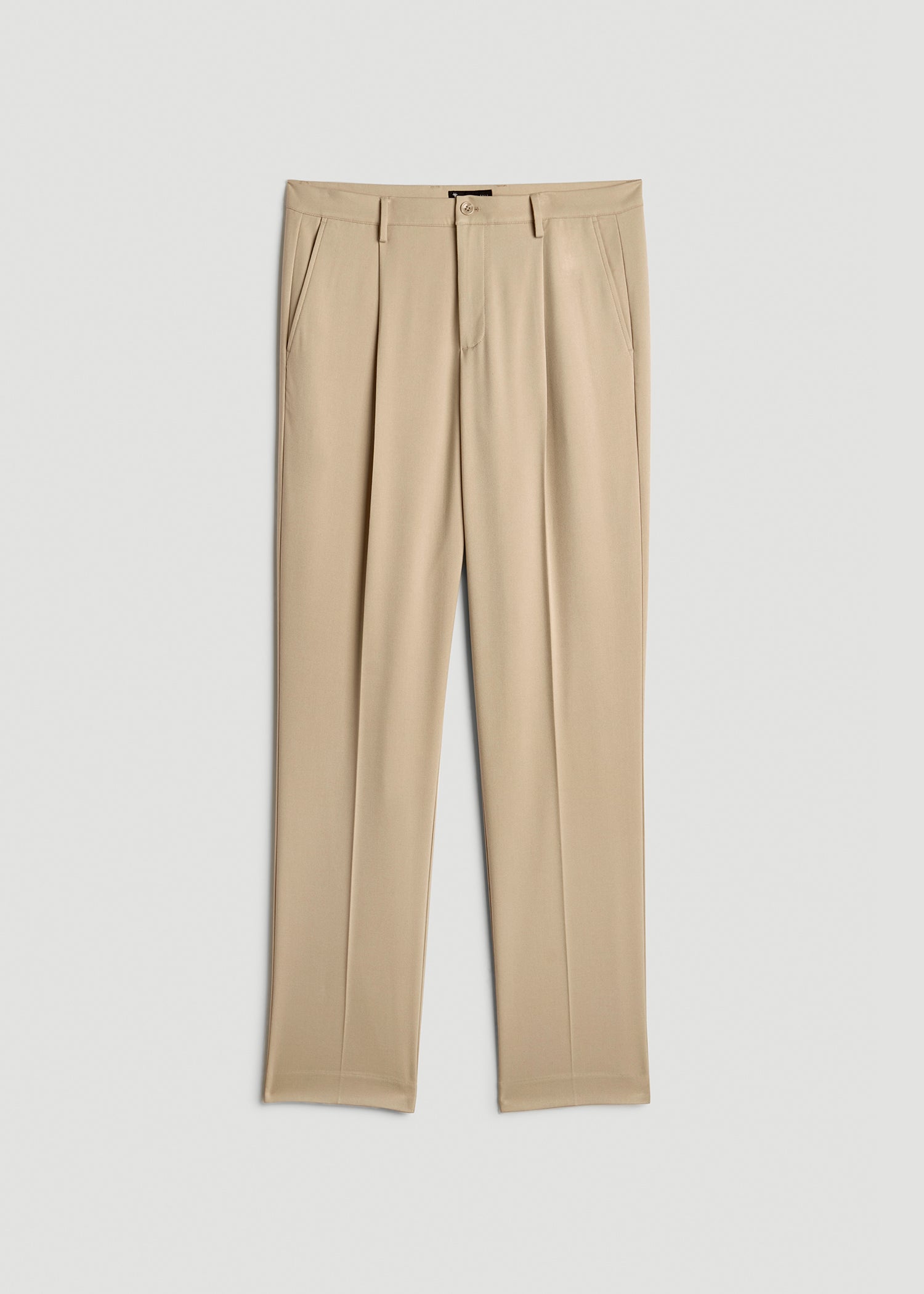 Relaxed Pleated Trousers for Tall Men in Light Khaki