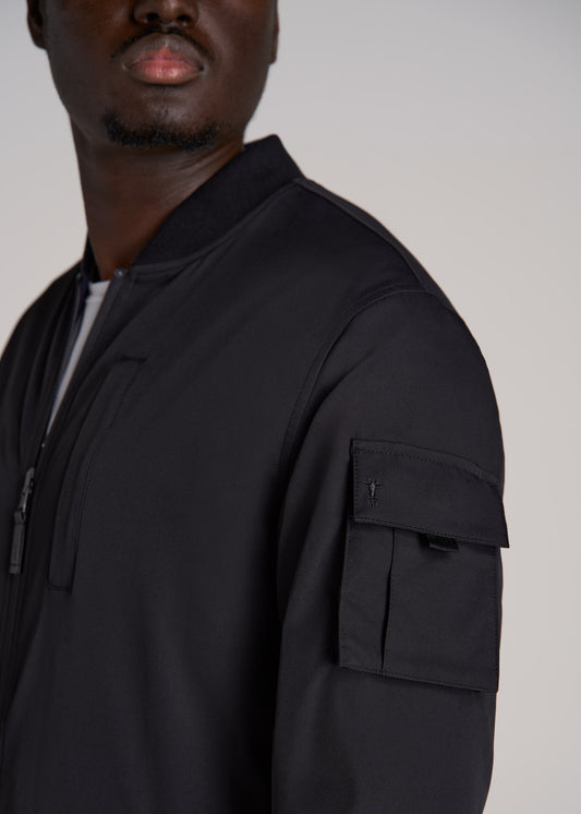 Reversible Men's Tall Bomber Jacket in Black and Navy