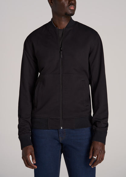 Reversible Bomber Jacket for Tall Men in Fossil Grey and Black