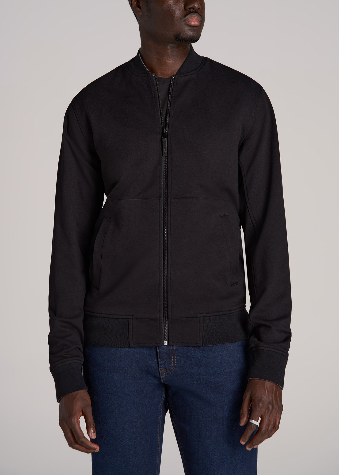 Reversible Men's Tall Bomber Jacket in Fossil Grey and Black