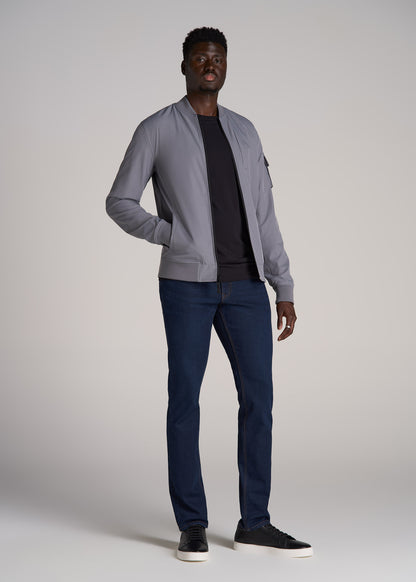 Reversible Bomber Jacket for Tall Men in Fossil Grey and Black