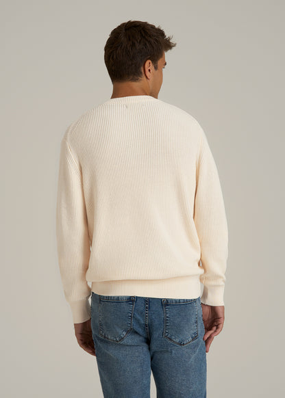 Ribbed Knit V-Neck Sweater for Tall Men in Natural