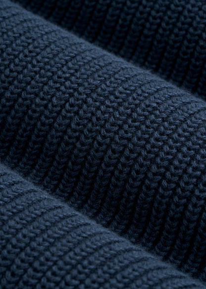 Ribbed Knit V-Neck Sweater for Tall Men in Navy Blue