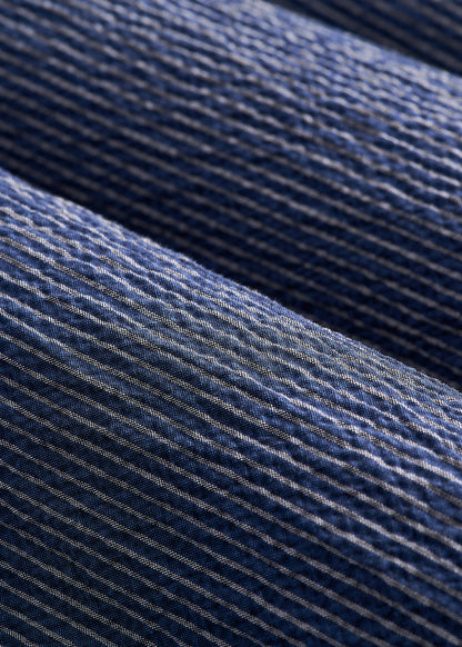 Seersucker Shorts for Tall Men in Navy and Off White Stripe