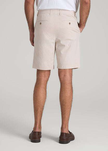 Seersucker Shorts for Tall Men in Soft Beige