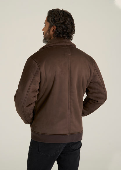 Sherpa Bomber Jacket for Tall Men in Bison Brown