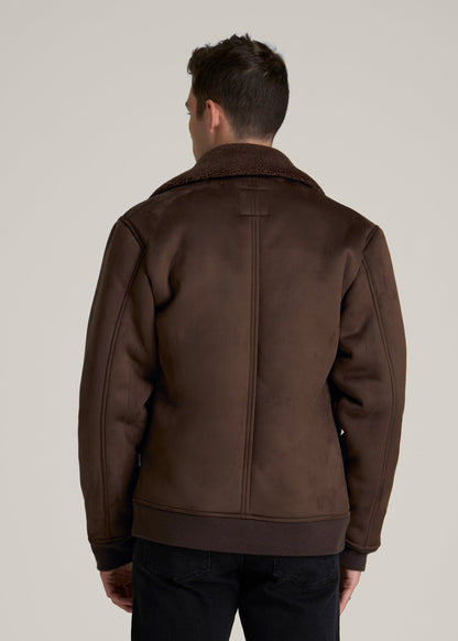 Sherpa Bomber Jacket for Tall Men in Bison Brown