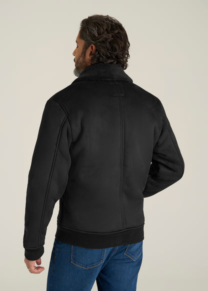 Sherpa Bomber Jacket for Tall Men in Black