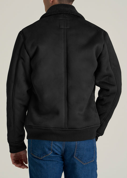 Sherpa Bomber Jacket for Tall Men in Black