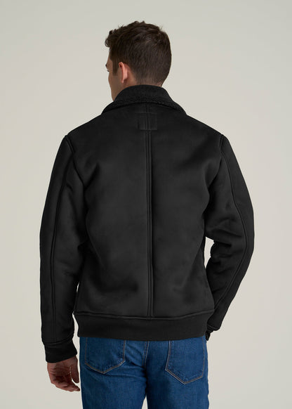 Sherpa Bomber Jacket for Tall Men in Black