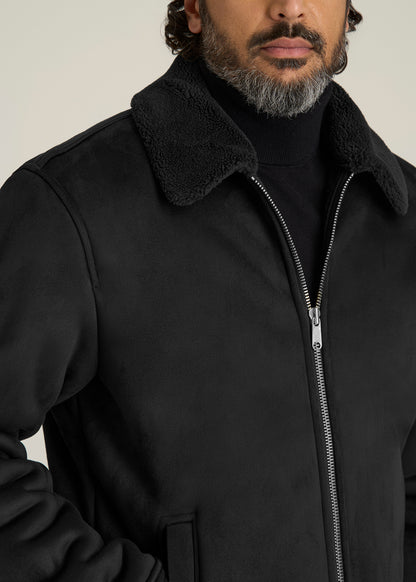 Sherpa Bomber Jacket for Tall Men in Black