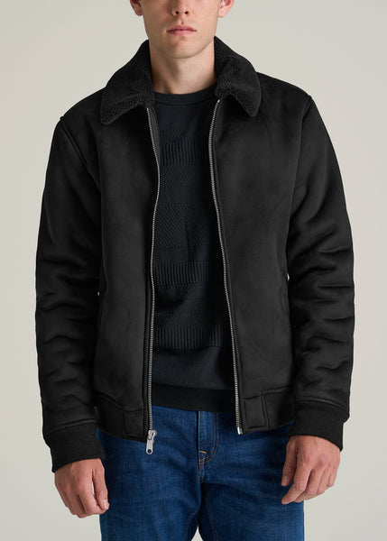 Sherpa Bomber Jacket for Tall Men in Black S / Tall / Black