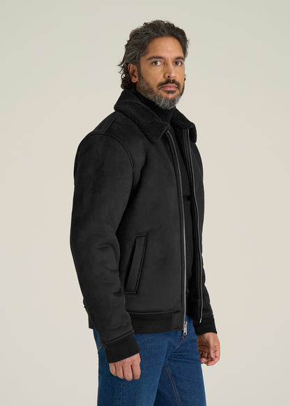 Sherpa Bomber Jacket for Tall Men in Black