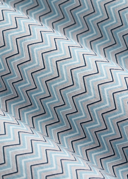 Short Sleeve Shirt for Tall Men in Ice Blue Abstract Stripe