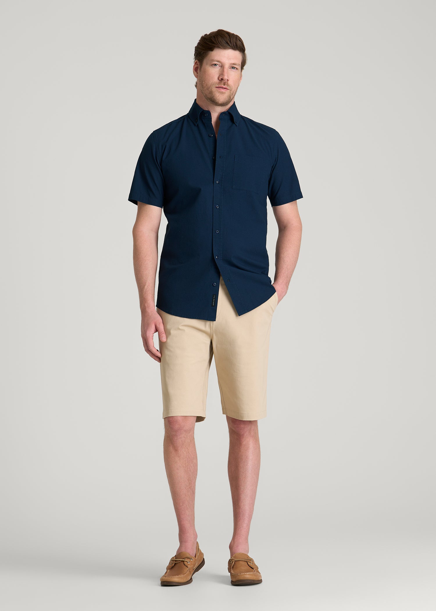 Short Sleeve Shirt for Tall Men in Navy Blue