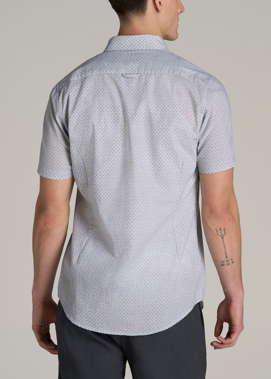 Short Sleeve Shirt for Tall Men in Navy Pindot
