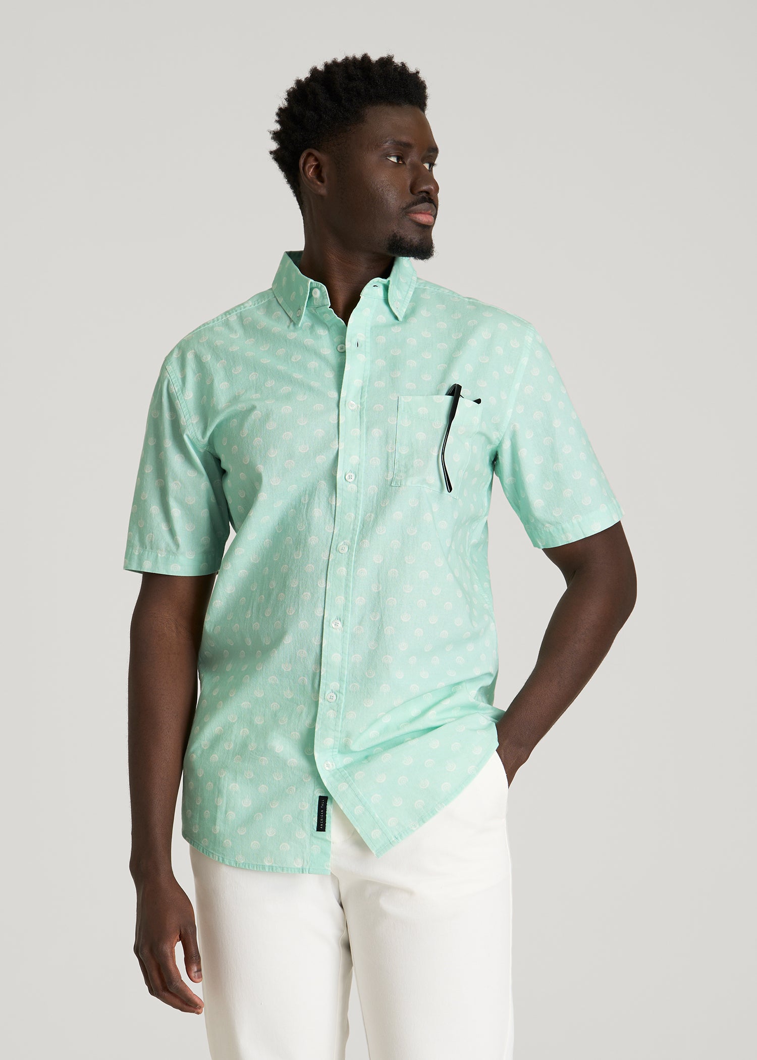 Short Sleeve Shirt for Tall Men in Opal Blue Dandelion L / Tall / Opal Blue Dandelion