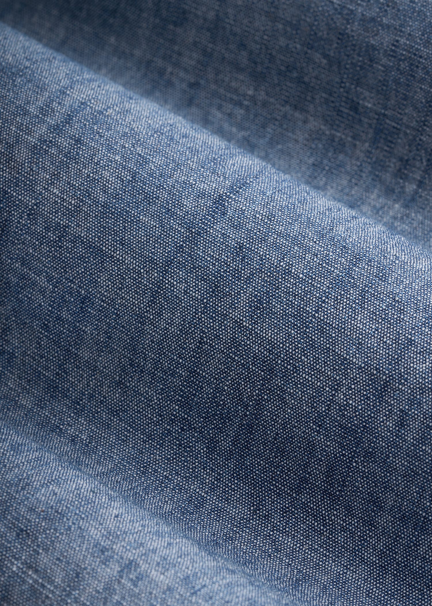 Short Sleeve Chambray Shirt for Tall Men in Mid Blue Chambray