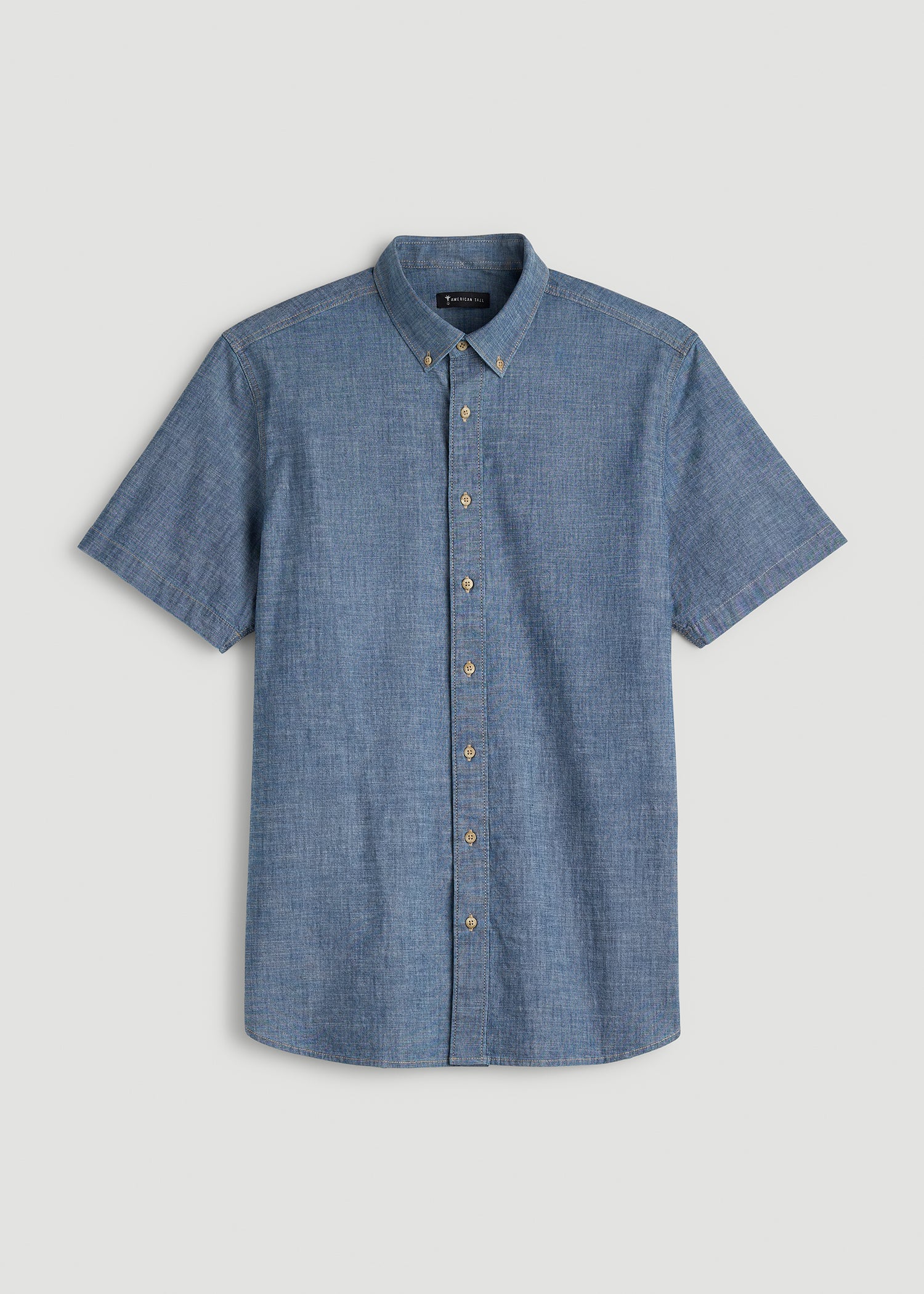 Tall Men's Chambray Shirt | Short Sleeve Stretch Fit – American Tall