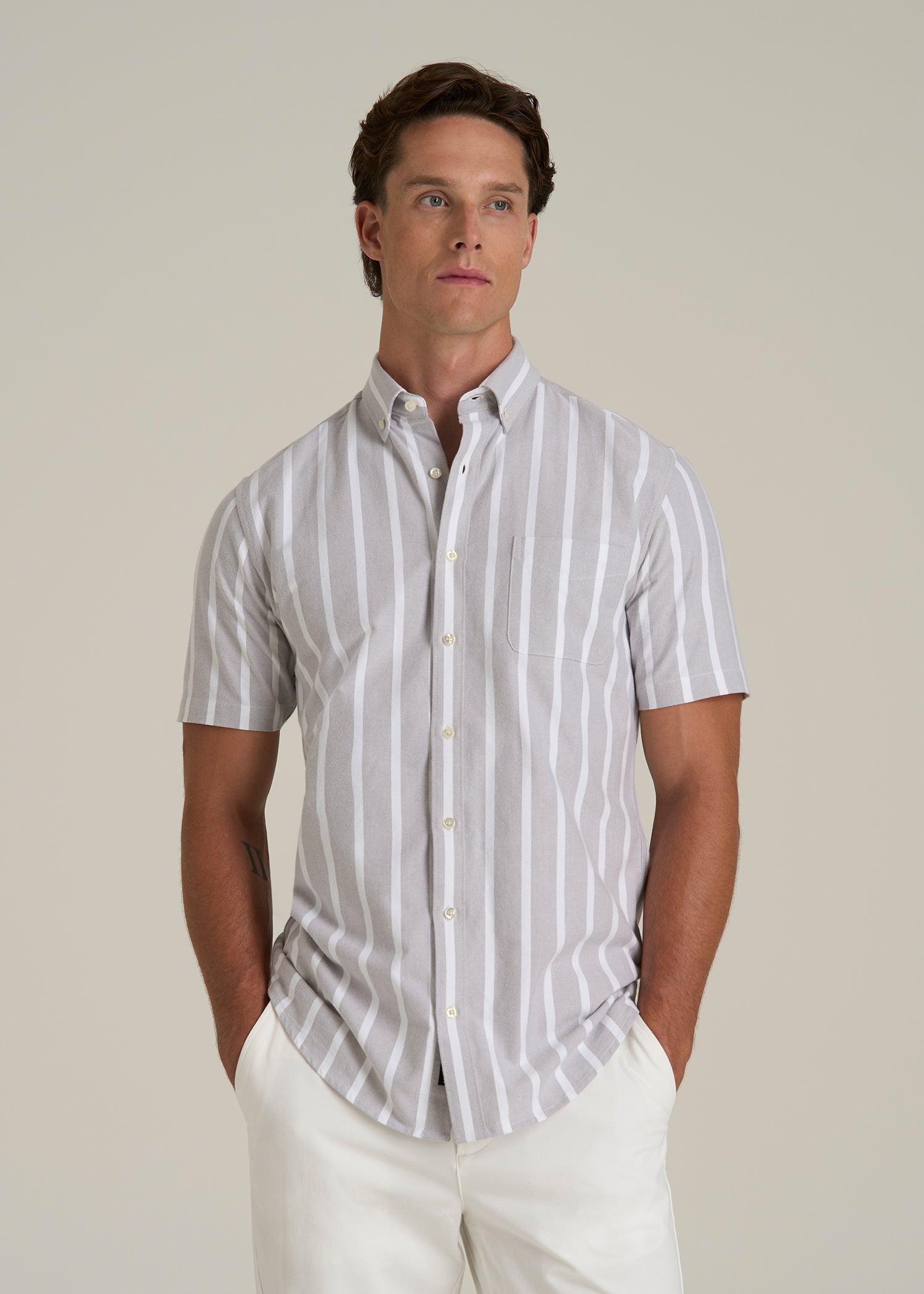 Short Sleeve Oxford Button Shirt For Tall Men | American Tall